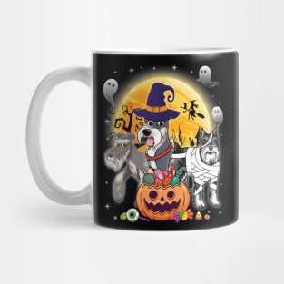 Schnauzer Dog Mummy Witch Moon Ghosts Happy Halloween Thanksgiving Merry Christmas Day Mug